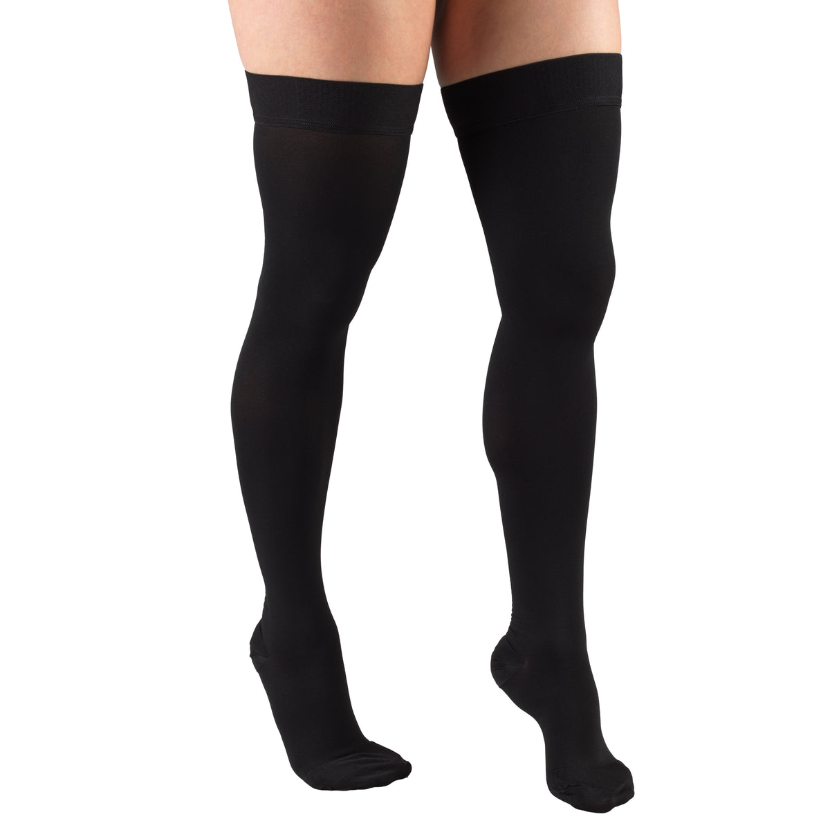 Truform 30-40 mmHg Compression Stockings for Men and Women, Thigh High Length, Dot-Top, Closed Toe
