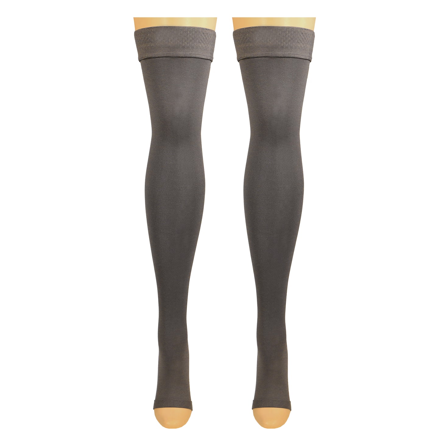 Truform 20-30 mmHg Compression Stockings for Men and Women, Thigh High Length, Dot-Top, Open Toe