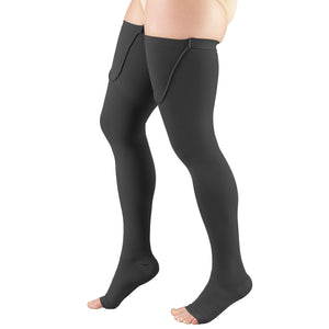 Truform Surgical Stockings, 18 mmHg Compression for Men and Women, Thigh High Length, Open Toe