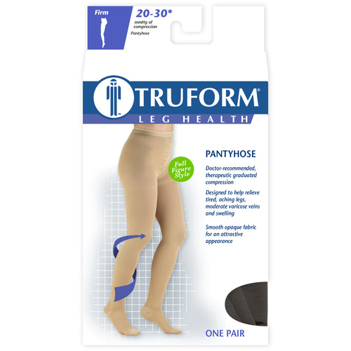 Truform 20-30 mmHg Compression Pantyhose, Plus Size Women's Support Tights Hosiery