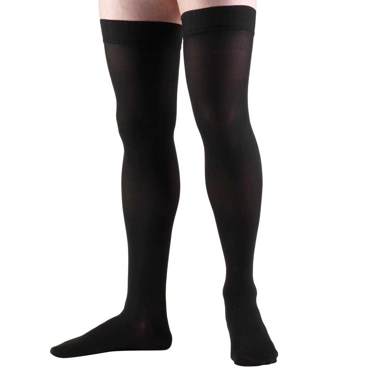 Truform 20-30 mmHg Compression Stockings for Men and Women, Thigh High Length, Dot Top, Closed Toe