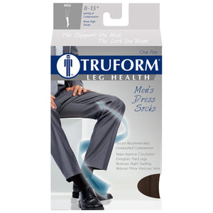 Truform Compression Socks, 8-15 mmHg, Men's Dress Socks, Knee High Over Calf Length