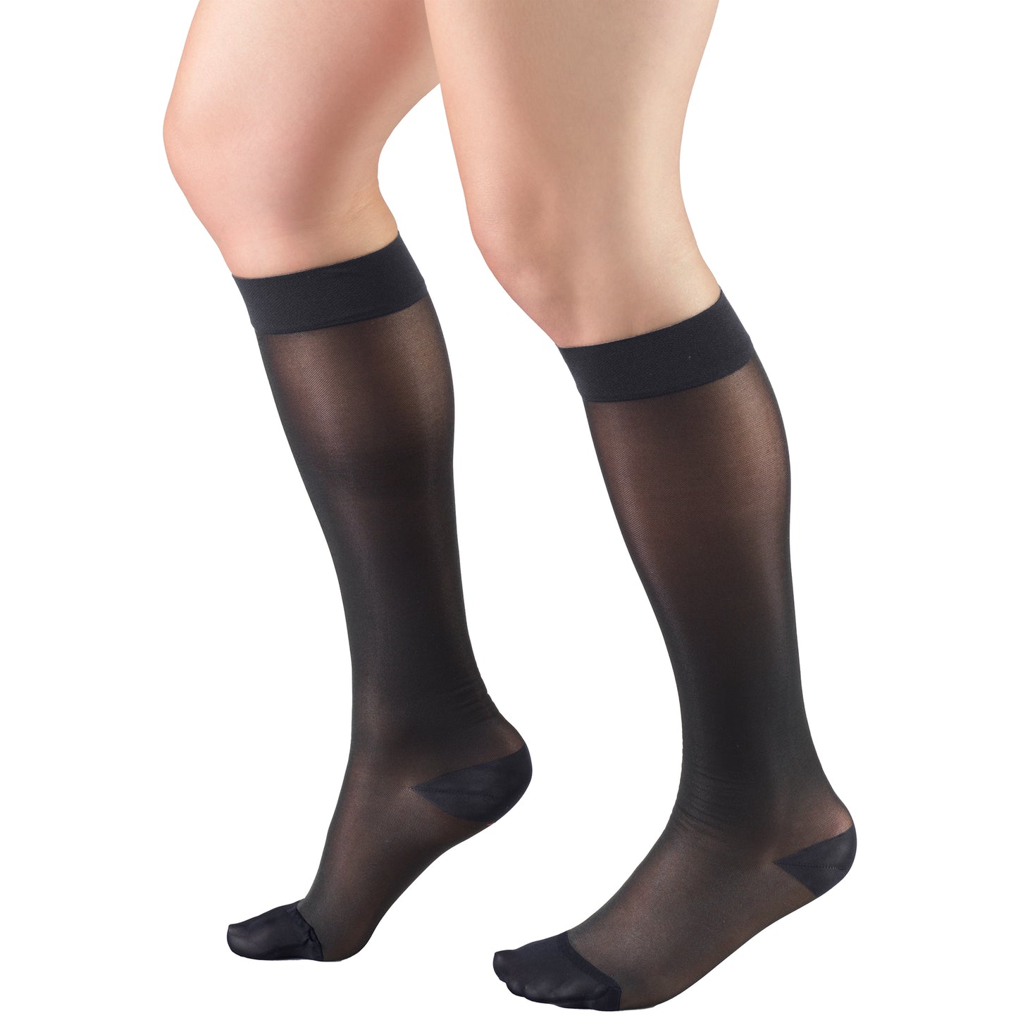 Truform Sheer Compression Stockings, 15-20 mmHg, Women's Knee High Length, 20 Denier