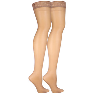 Truform Sheer Compression Stockings, 8-15 mmHg, Women's Thigh High Length, 20 Denier