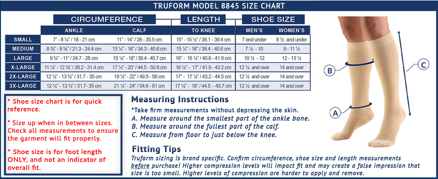 Truform 30-40 mmHg Compression Stockings for Men and Women, Knee High Length, Closed Toe
