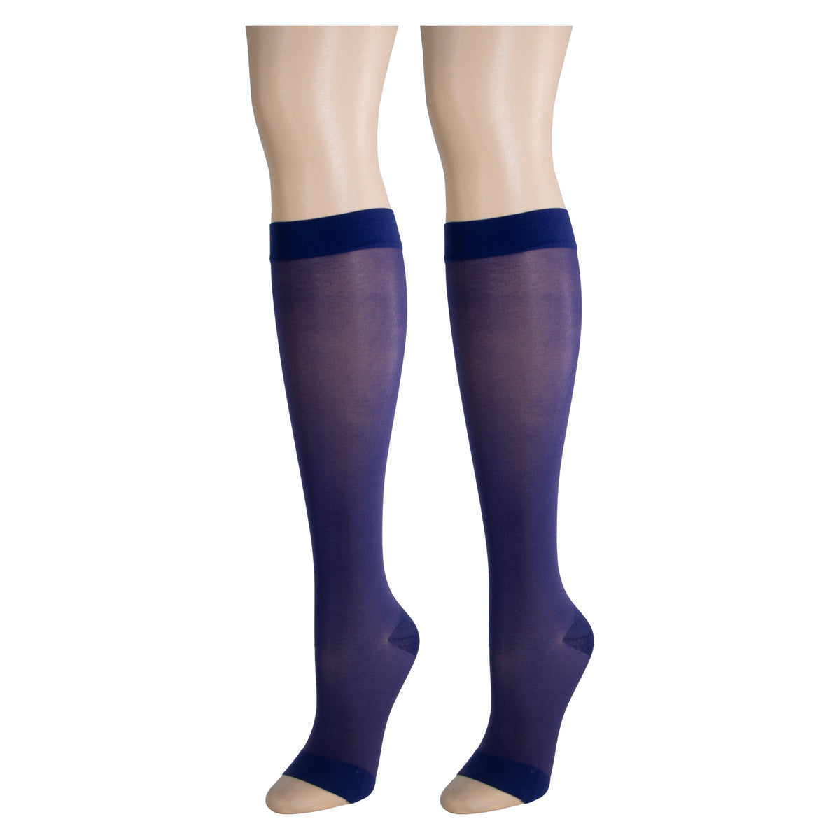 Truform Sheer Compression Stockings, 15-20 mmHg, Women's Knee High Length, Open Toe, 20 Denier