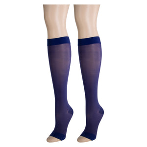 Truform Sheer Compression Stockings, 15-20 mmHg, Women's Knee High Length, Open Toe, 20 Denier