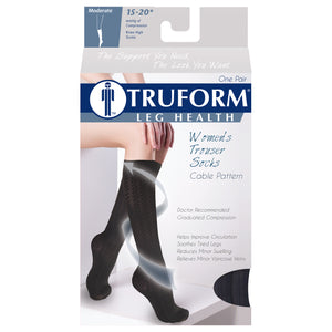 Truform Compression Socks, 15-20 mmHg, Women's Dress Socks, Knee High Over Calf Length