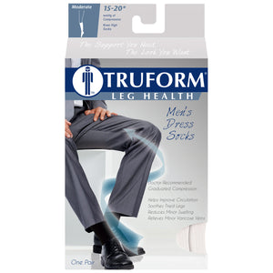 Truform Compression Socks, 15-20 mmHg, Men's Dress Socks, Knee High Over Calf Length