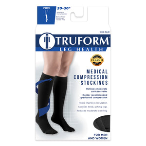 Truform 20-30 mmHg Compression Stockings for Men and Women, Knee High Length, Closed Toe