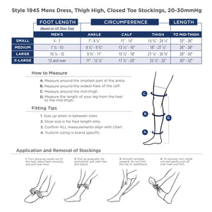 Truform Compression Socks, 20-30 mmHg, Men's Dress Socks, Thigh High Over Knee Length