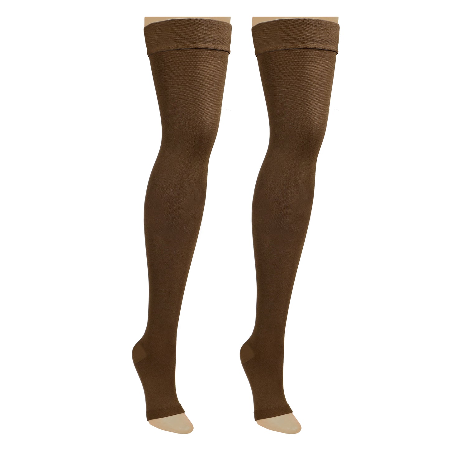 Truform 20-30 mmHg Compression Stockings for Men and Women, Thigh High Length, Dot-Top, Open Toe