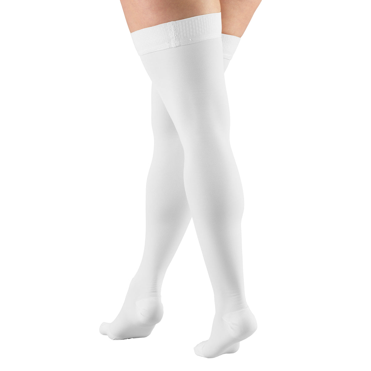 Truform 20-30 mmHg Compression Stockings for Men and Women, Thigh High Length, Dot Top, Closed Toe