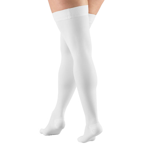 Truform 20-30 mmHg Compression Stockings for Men and Women, Thigh High Length, Dot Top, Closed Toe