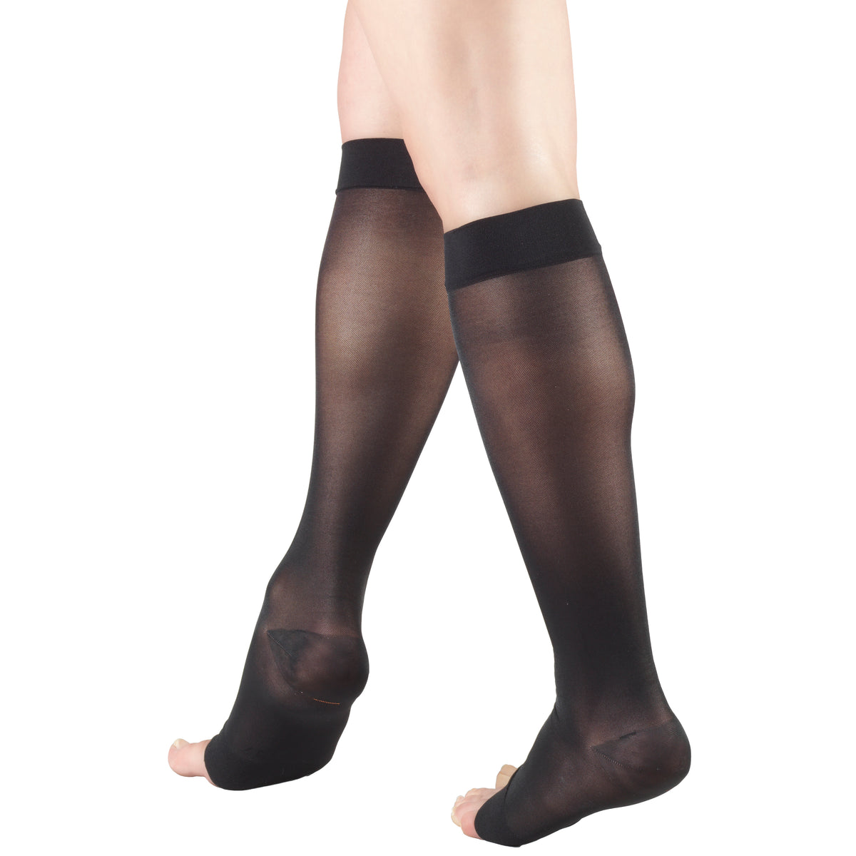 Truform Sheer Compression Stockings, 15-20 mmHg, Women's Knee High Length, Open Toe, 20 Denier