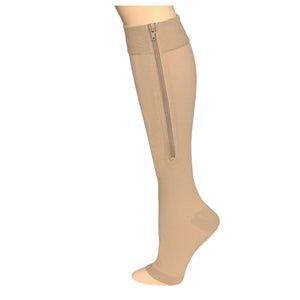 Truform Zipper Compression Stockings, 15-20 mmHg Medical Socks, Women and Men, Knee High, Open Toe