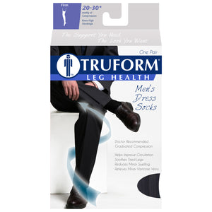 Truform Compression Socks, 20-30 mmHg, Men's Dress Socks, Knee High Over Calf Length