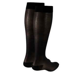 Truform Sheer Compression Stockings, 15-20 mmHg, Women's Knee High Length, Diamond Pattern