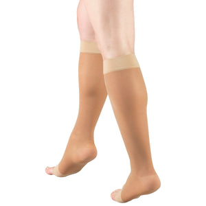 Truform Sheer Compression Stockings, 15-20 mmHg, Women's Knee High Length, Open Toe, 20 Denier