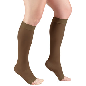 Truform Sheer Compression Stockings, 15-20 mmHg, Women's Knee High Length, Open Toe, 20 Denier