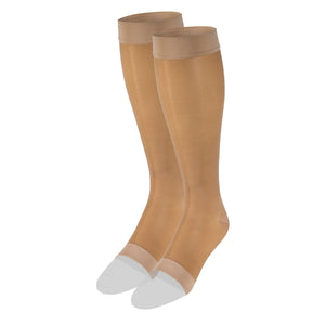 Truform Sheer Compression Stockings, 15-20 mmHg, Women's Knee High Length, Open Toe, 20 Denier