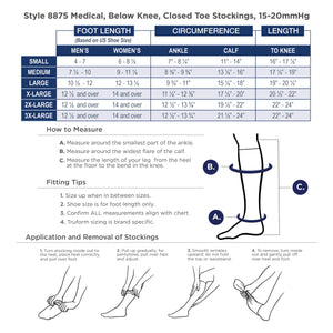 Truform 15-20 mmHg Compression Stockings for Men and Women, Knee High Length, Closed Toe