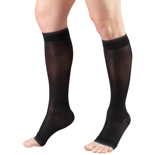 Truform Sheer Compression Stockings, 15-20 mmHg, Women's Knee High Length, Open Toe, 20 Denier