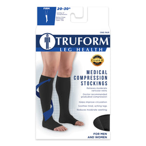 Truform 20-30 mmHg Compression Stockings for Men and Women, Knee High Length, Open Toe