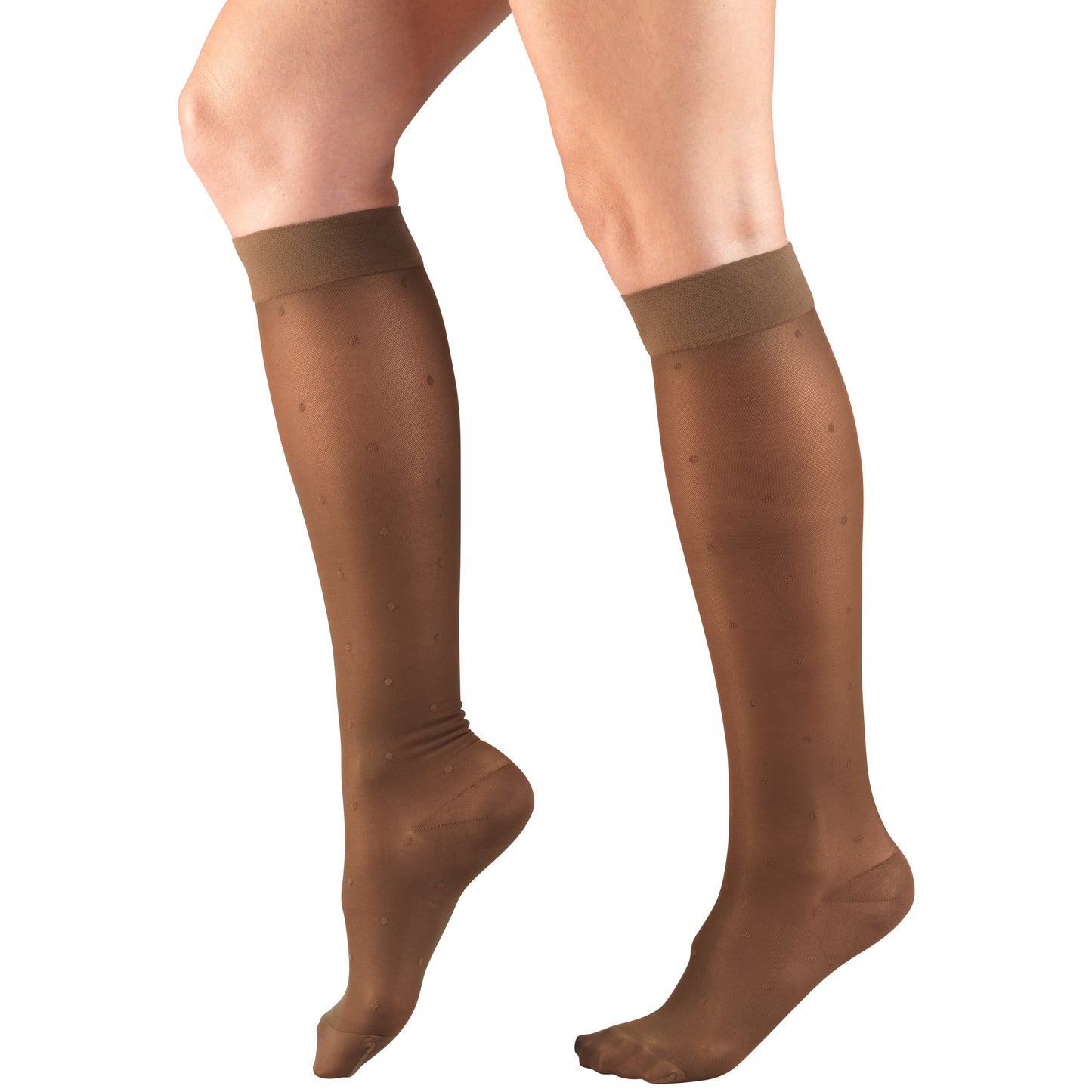 Truform Sheer Compression Stockings, 15-20 mmHg, Women's Knee High Length, Dot Pattern