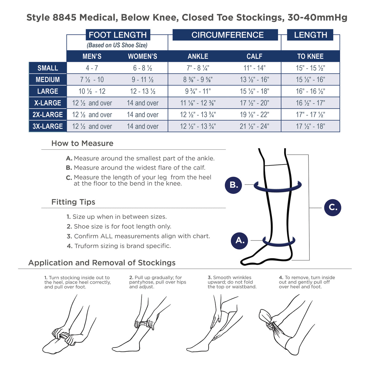 Truform 30-40 mmHg Compression Stockings for Men and Women, Knee High Length, Closed Toe
