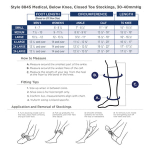 Truform 30-40 mmHg Compression Stockings for Men and Women, Knee High Length, Closed Toe