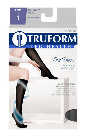 Truform Sheer Compression Stockings, 20-30 mmHg, Women's Knee High Length, 30 Denier