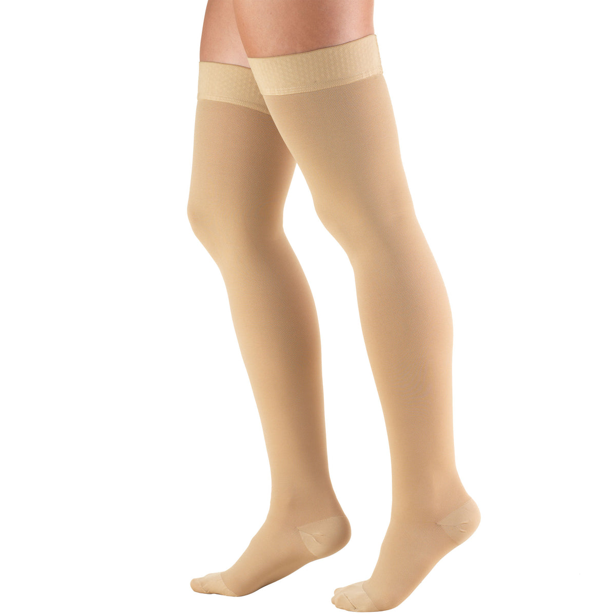Truform 20-30 mmHg Compression Stockings for Men and Women, Thigh High Length, Dot Top, Closed Toe