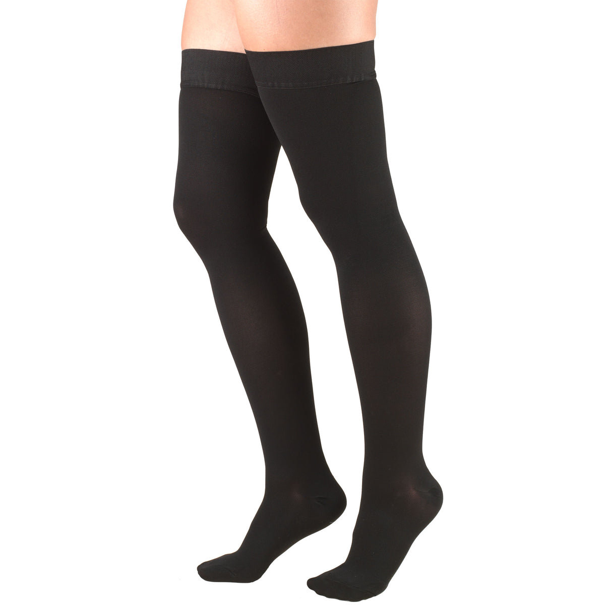 Truform 20-30 mmHg Compression Stockings for Men and Women, Thigh High Length, Dot Top, Closed Toe