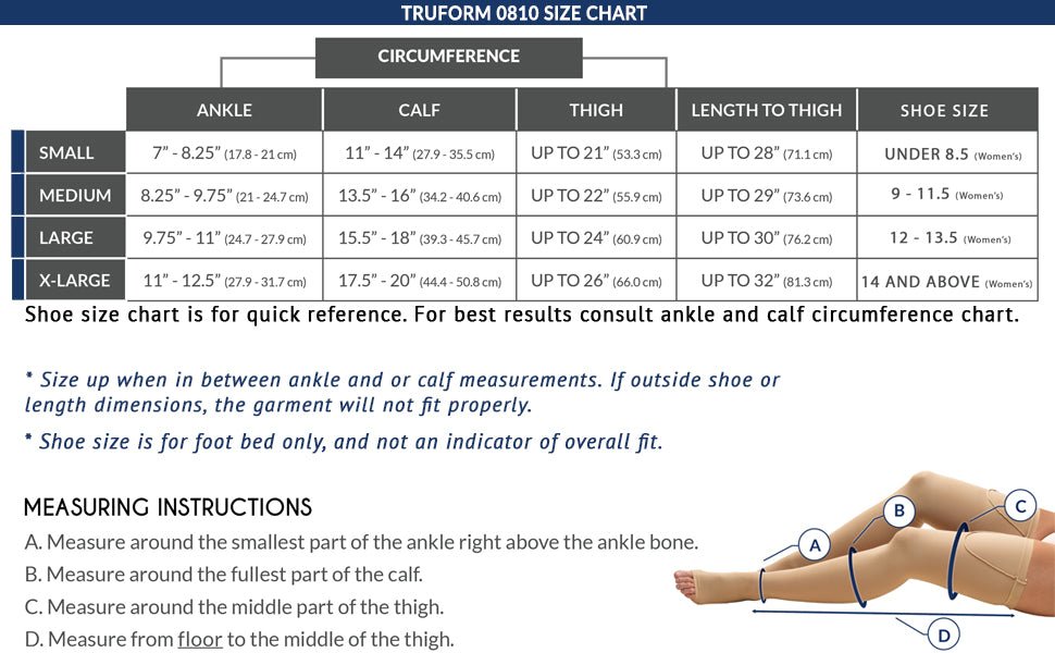 Truform Surgical Stockings, 18 mmHg Compression for Men and Women, Thigh High Length, Open Toe