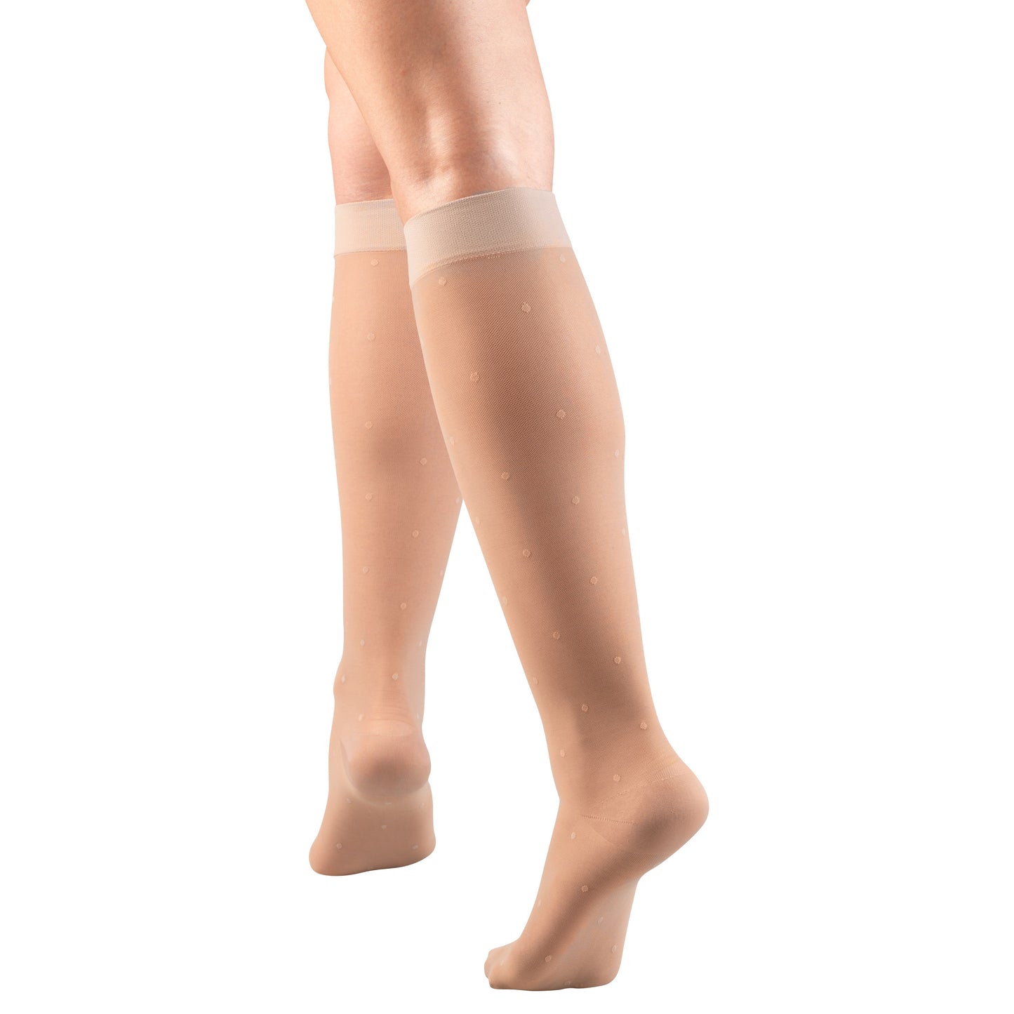 Truform Sheer Compression Stockings, 15-20 mmHg, Women's Knee High Length, Dot Pattern