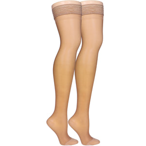 Truform Sheer Compression Stockings, 15-20 mmHg, Women's Thigh High Length, 20 Denier