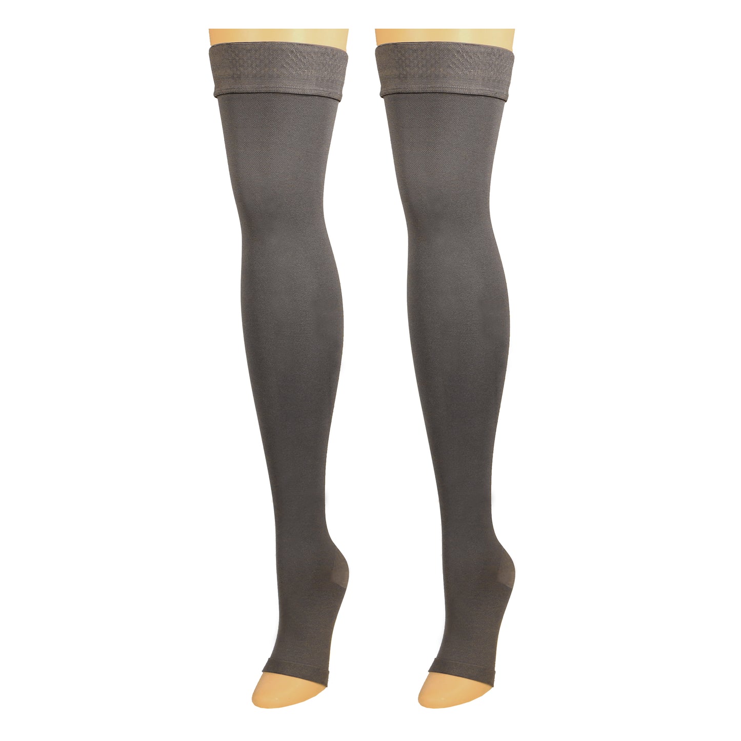 Truform 20-30 mmHg Compression Stockings for Men and Women, Thigh High Length, Dot-Top, Open Toe