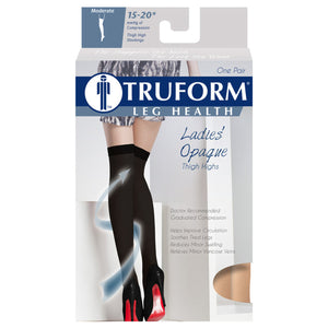 Truform Women's Compression Stockings, 15-20 mmHg, Thigh High Length, Closed Toe, Opaque