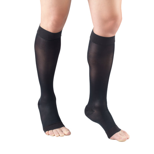 Truform Sheer Compression Stockings, 15-20 mmHg, Women's Knee High Length, Open Toe, 20 Denier