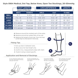 Truform 20-30 mmHg Compression Stockings for Men and Women, Knee High Length, Dot-Top, Open Toe