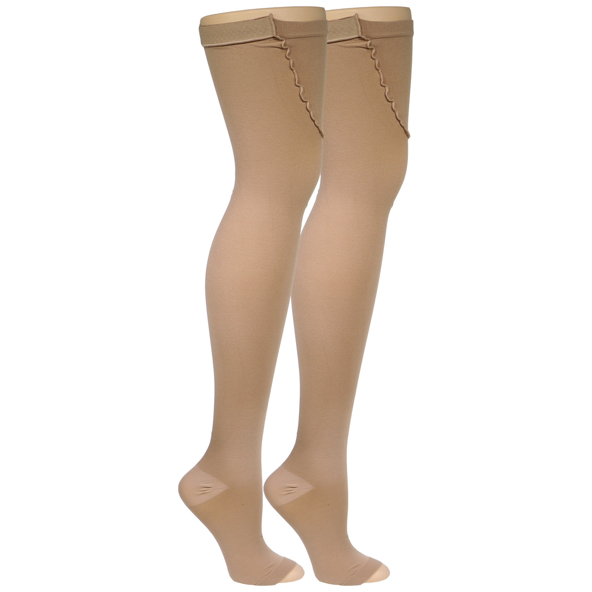 Truform Surgical Stockings, 18 mmHg Compression for Men and Women, Thigh High Length, Open Toe