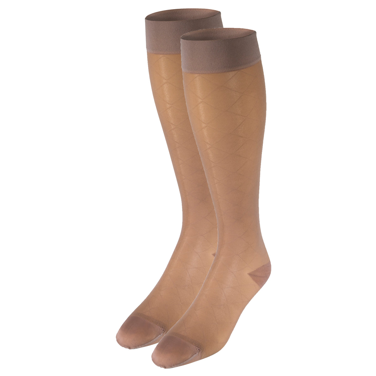 Truform Sheer Compression Stockings, 15-20 mmHg, Women's Knee High Length, Diamond Pattern