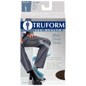 Truform Compression Socks, 15-20 mmHg, Men's Dress Socks, Knee High Over Calf Length