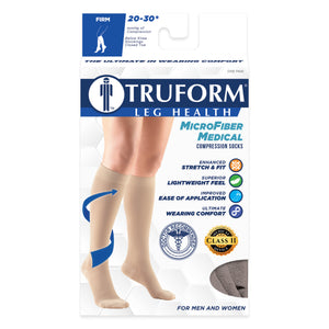 Truform 20-30 mmHg Compression Stockings for Men and Women, Knee High Length, Closed Toe