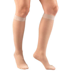 Truform Sheer Compression Stockings, 15-20 mmHg, Women's Knee High Length, Dot Pattern