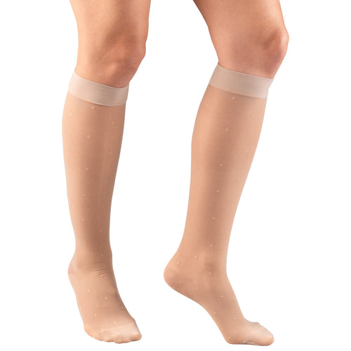 Truform Sheer Compression Stockings, 15-20 mmHg, Women's Knee High Length, Dot Pattern