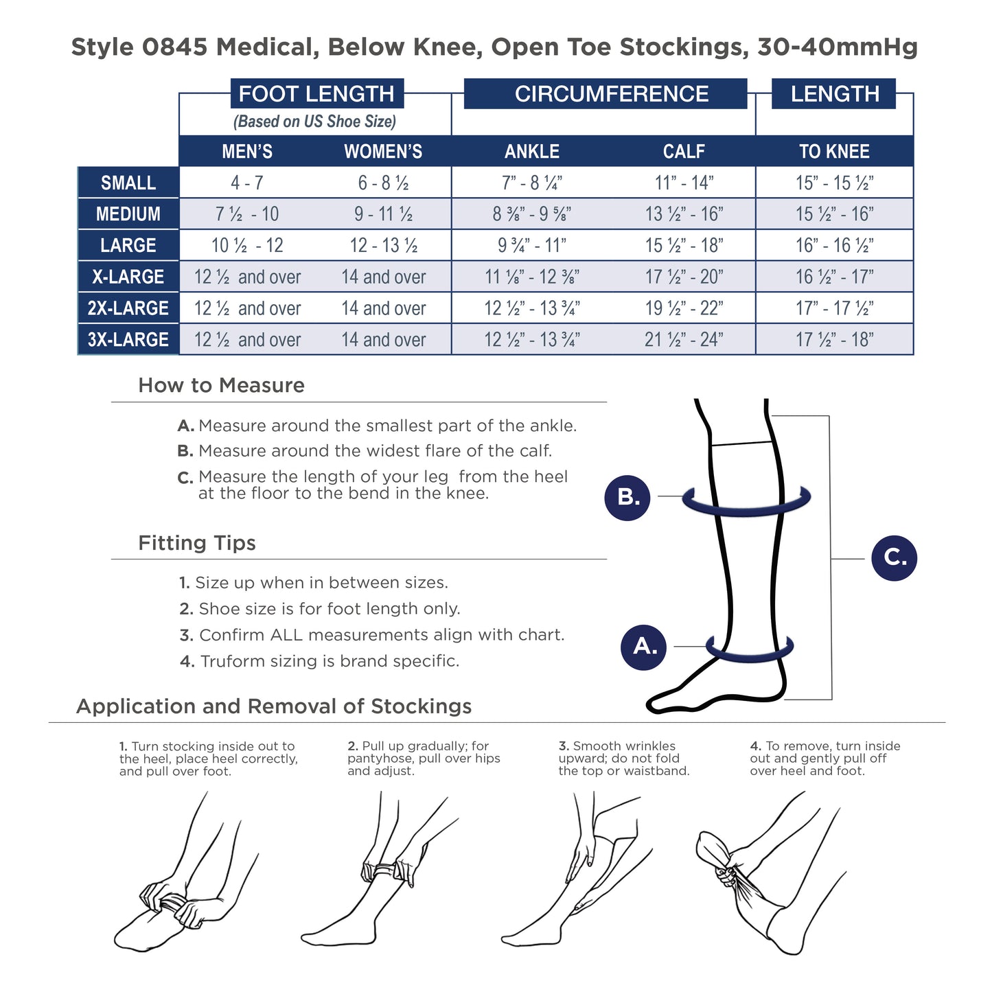 Truform 30-40 mmHg Compression Stockings for Men and Women, Knee High Length, Open Toe