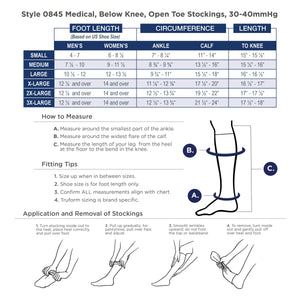 Truform 30-40 mmHg Compression Stockings for Men and Women, Knee High Length, Open Toe