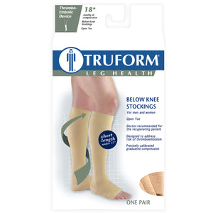 Truform Surgical Stockings, 18 mmHg Compression for Men and Women, Knee High Length, Open Toe